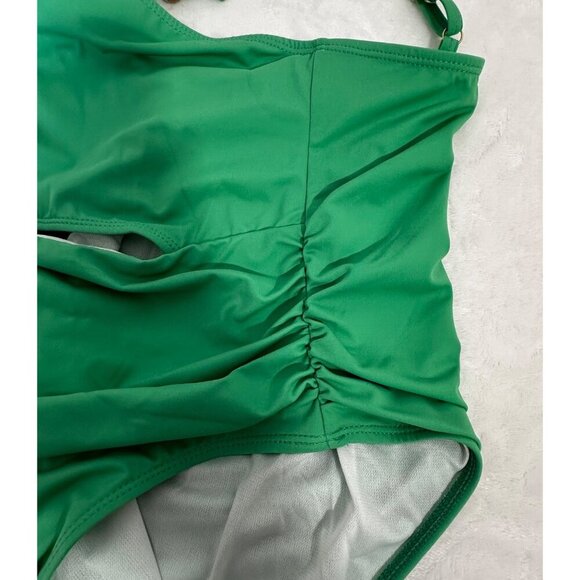 Womens Swimsuit Sz 22 Green Ruched Bead Detail Swimsuit By. PrettyLittleThing - Picture 9 of 13